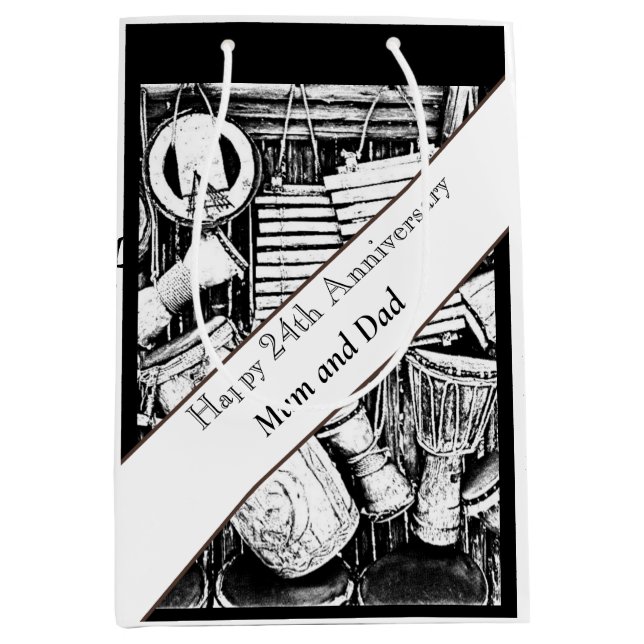 Sacola Para Presentes Média 24º aniversário editável (Frente)