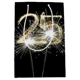 Sacola Para Presentes Média 25 Birthday Sparklers de Preto