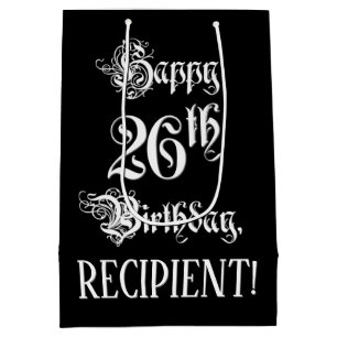 Sacola Para Presentes Média 26.o aniversário: Rico, Script Elegante + Nome Per