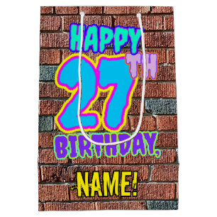 Sacola Para Presentes Média 27º aniversário: Diversão, Grafite Urbano Inspirad