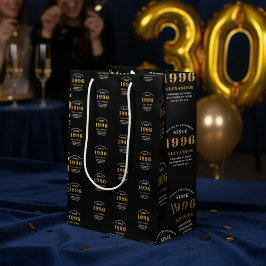 Sacola Para Presentes Média 30th Birthday 1996 Black Gold Chic Elegant