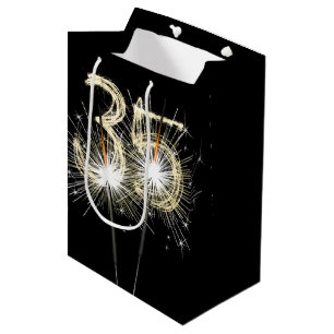 Sacola Para Presentes Média 35º aniversário dos Sparklers de Preto