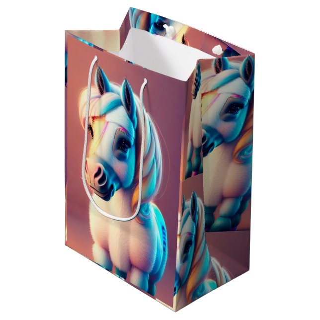 Sacola Para Presentes Média 3D Pôneo Espiritual 3 (Frente inclinada)