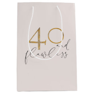 Sacola Para Presentes Média 40 e aniversário de 40 anos Dourado cor-de-rosa s