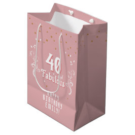 Sacola Para Presentes Média 40 e Fabuloso aniversário de 40 anos cor-de-rosa f