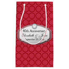 Sacola Para Presentes Média 40th Rubi Z061 vermelho do aniversário de