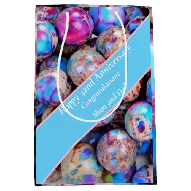 Sacola Para Presentes Média 42º Aniversário do Casamento Imperial Jasper (Frente)