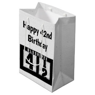 Sacola Para Presentes Média 42º Aniversário Odometer Preto 