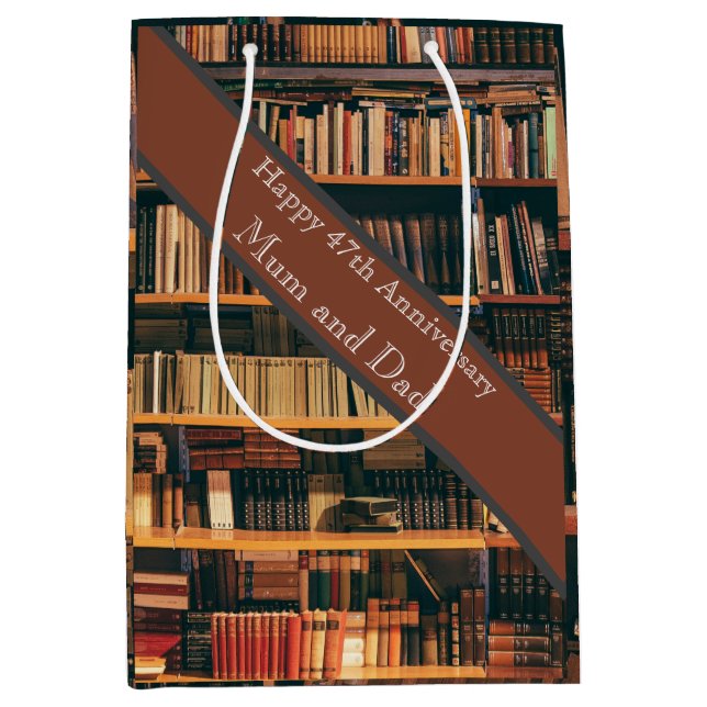 Sacola Para Presentes Média 47.º Aniversário de Casamento (Frente)