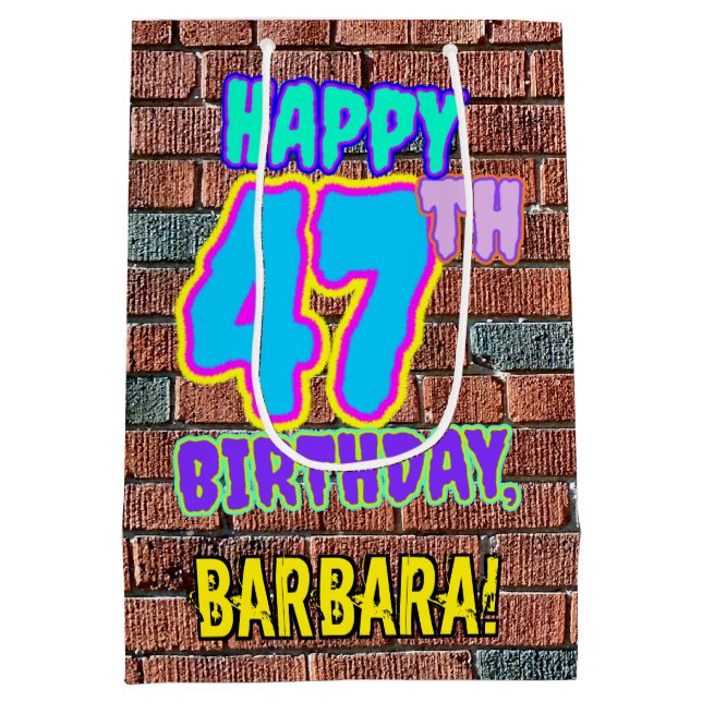 Sacola Para Presentes Média 47.º aniversário: Grafite Urbano divertido Inspira (Verso)