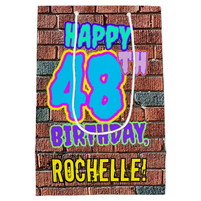 Sacola Para Presentes Média 48.º aniversário: Grafite Urbano e Diversão Inspir (Verso)