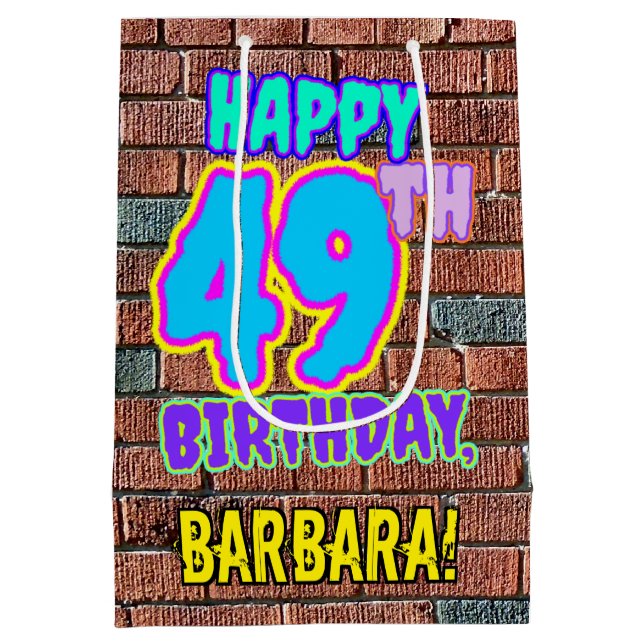 Sacola Para Presentes Média 49º aniversário: Grafite Urbano e Diversão Inspira (Verso)