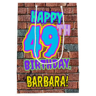 Sacola Para Presentes Média 49.o Aniversário: Divertido, Grafite Urbano Inspi