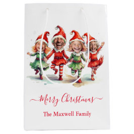 Sacola Para Presentes Média 4 Fotos dos elfos de Natal