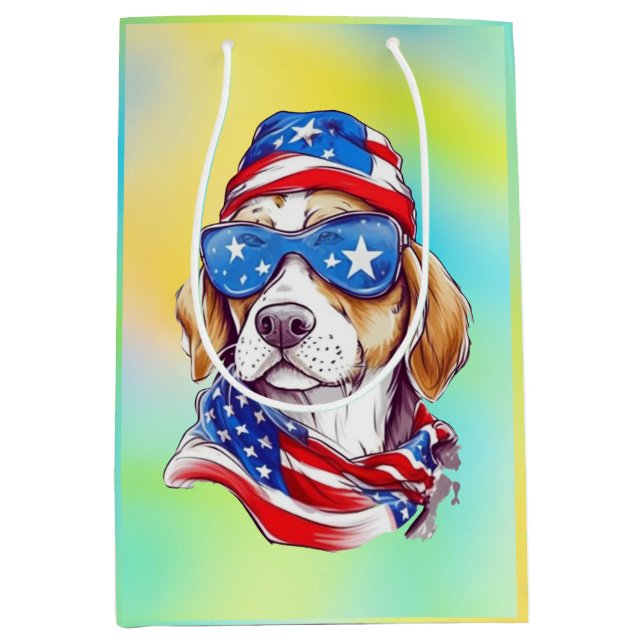 Sacola Para Presentes Média 4th Of July Dog Sublimation-66361 (Frente)