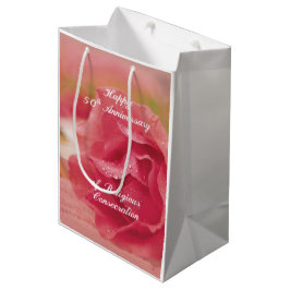 Sacola Para Presentes Média 50º Aniversário da Religião Rosa Rosa