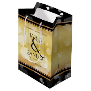 Sacola Para Presentes Média 50º aniversário de casamento do Ouro Elegante