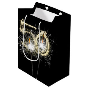 Sacola Para Presentes Média 50º aniversário dos Sparklers de Preto