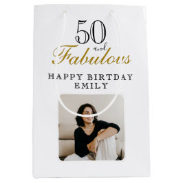 Sacola Para Presentes Média 50 and Fabulous Photo 50th Birthday