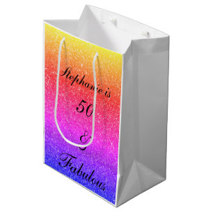 Sacola Para Presentes Média 50 E Fabuloso Aniversário Pink Roxo