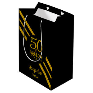 Sacola Para Presentes Média 50 e preto fabuloso com falso Dourado