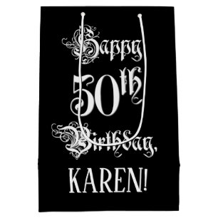 Sacola Para Presentes Média 50.o Aniversário: Rico, Script Elegante + Nome Pe