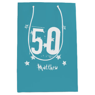 Sacola Para Presentes Média 50th O Grunge na moda do aniversário rotula a