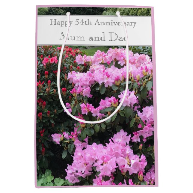 Sacola Para Presentes Média 54.º Aniversário de Casamento (Frente)