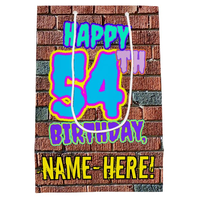 Sacola Para Presentes Média 54.º aniversário: Grafite Urbano divertido Inspira (Verso)