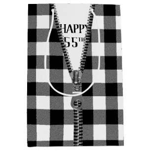Sacola Para Presentes Média 55.º aniversário Zipper na Xadrez de Buffalo