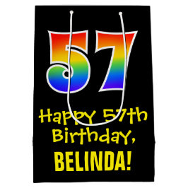 Sacola Para Presentes Média 57º aniversário: Divertido, Negrito, Colorido, Arc