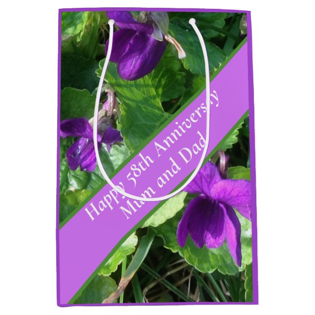 Sacola Para Presentes Média 58º aniversário de casamento (Frente)