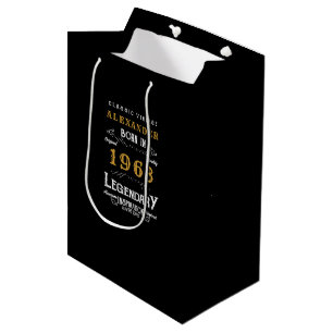 Sacola Para Presentes Média 60º Aniversário de 1963 Adicionar Nome Dourado Leg