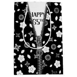 Sacola Para Presentes Média 65.º aniversário Zipper em Flores