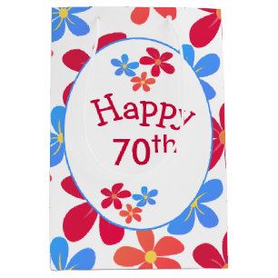 Sacola Para Presentes Média 70 Birthday Daisies On White