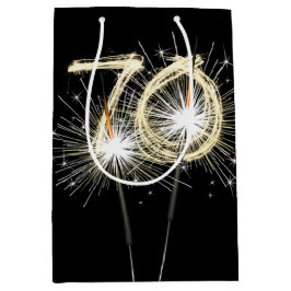 Sacola Para Presentes Média 70 Birthday Sparklers de Preto