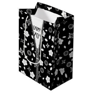 Sacola Para Presentes Média 70 Birthday Zipper Em Flores