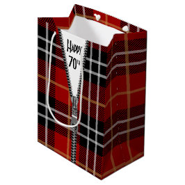 Sacola Para Presentes Média 70 Birthday Zipper Na Xadrez De Tartan