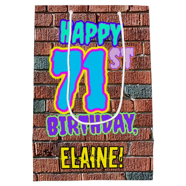 Sacola Para Presentes Média 711 Aniversário: Divertido, Grafite Urbano Inspira (Verso)