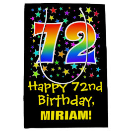 Sacola Para Presentes Média 72º aniversário: Estrelas coloridas padrão e arco-