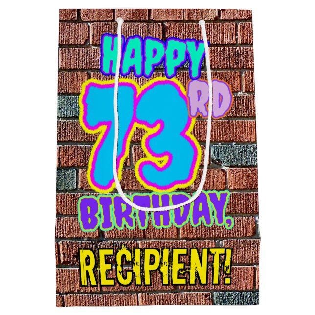 Sacola Para Presentes Média 73º aniversário: Diversão, Grafite Urbano Inspirad (Verso)