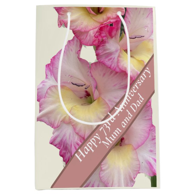 Sacola Para Presentes Média 73. º Aniversário Editável (Frente)