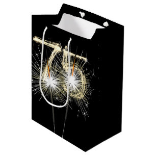 Sacola Para Presentes Média 75º aniversário dos Sparklers de Preto