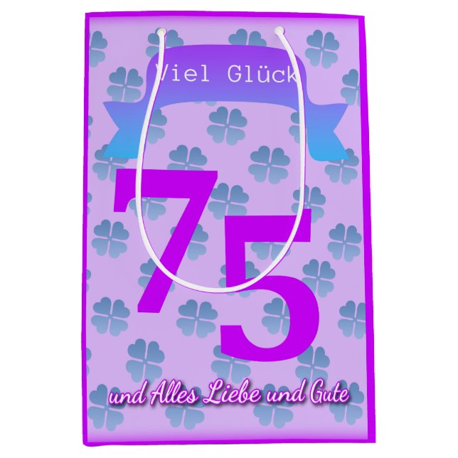 Sacola Para Presentes Média 75th Birthday In German Gift Bag (Frente)