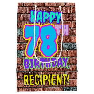 Sacola Para Presentes Média 78º aniversário: Diversão, Grafite Urbano Inspirad