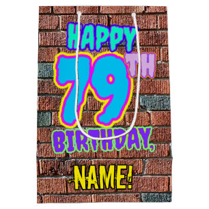 Sacola Para Presentes Média 79º aniversário: Diversão, Grafite Urbano Inspirad