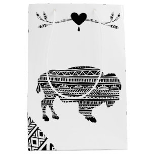 Sacola Para Presentes Média 7lx4,5wx10h Média Gift Bag Boho Buffalo Tribal Pa