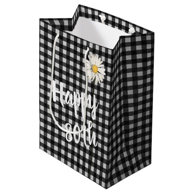 Sacola Para Presentes Média 80 Birthday Daisy Em Gingham Medium Gift Bag (Frente inclinada)