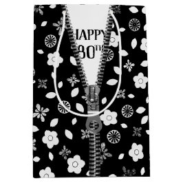 Sacola Para Presentes Média 80 Birthday Zipper Em Flores