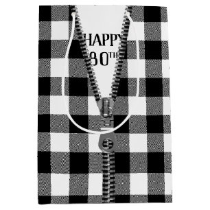 Sacola Para Presentes Média 80 Birthday Zipper Na Xadrez De Buffalo